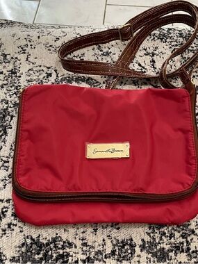 Samantha Brown Red Crossbody Bag with Brown Strap